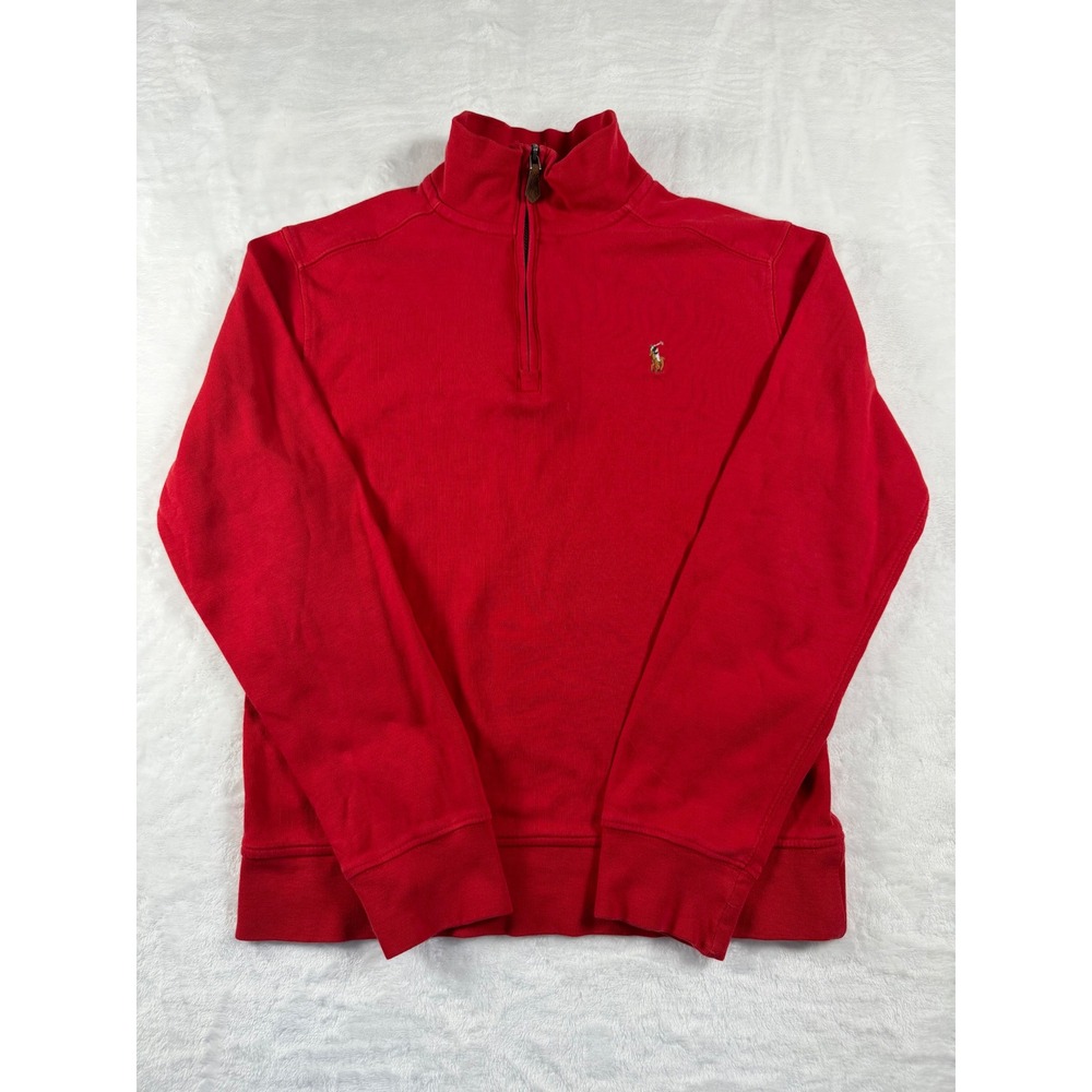 Polo Ralph Lauren Kids Red Quarter Zip Pullover Pony Logo Size M 10-12